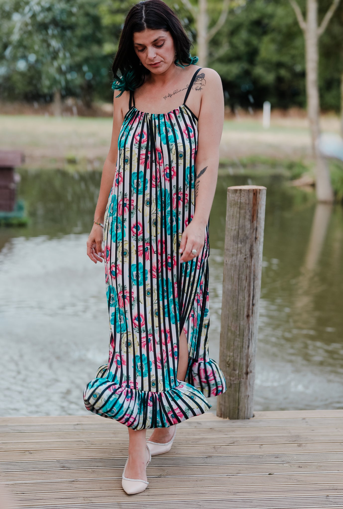 Stripe Floral Dress