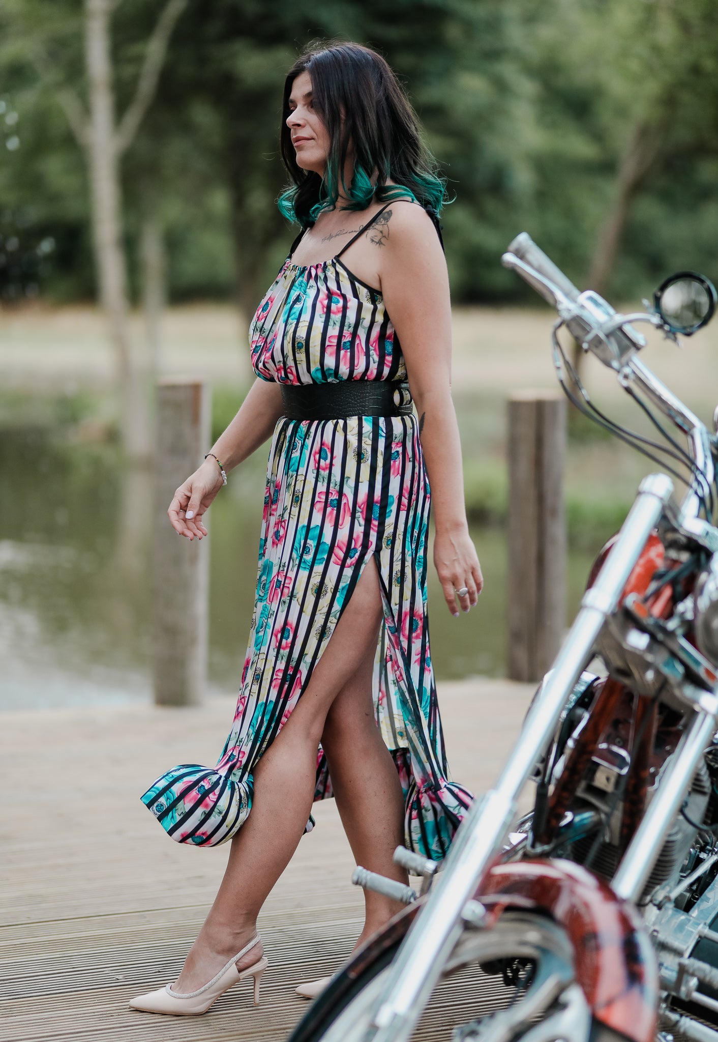Stripe Floral Dress