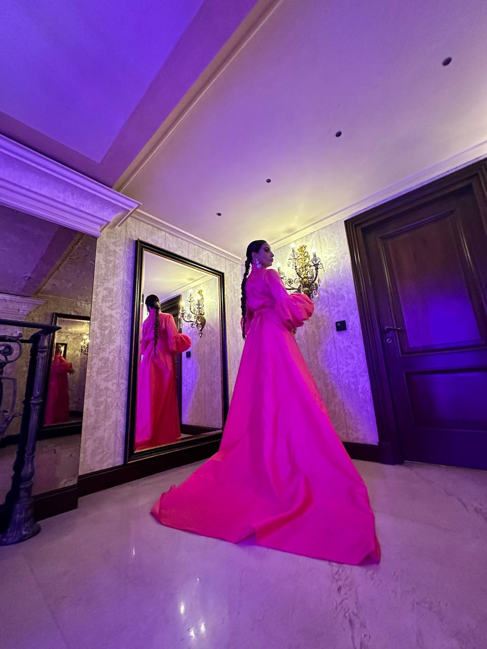 Bespoke Evening Pink Wrap Dress