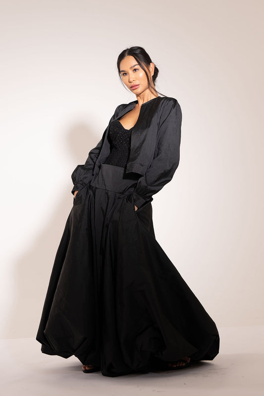 Taffeta Volume Skirt Black