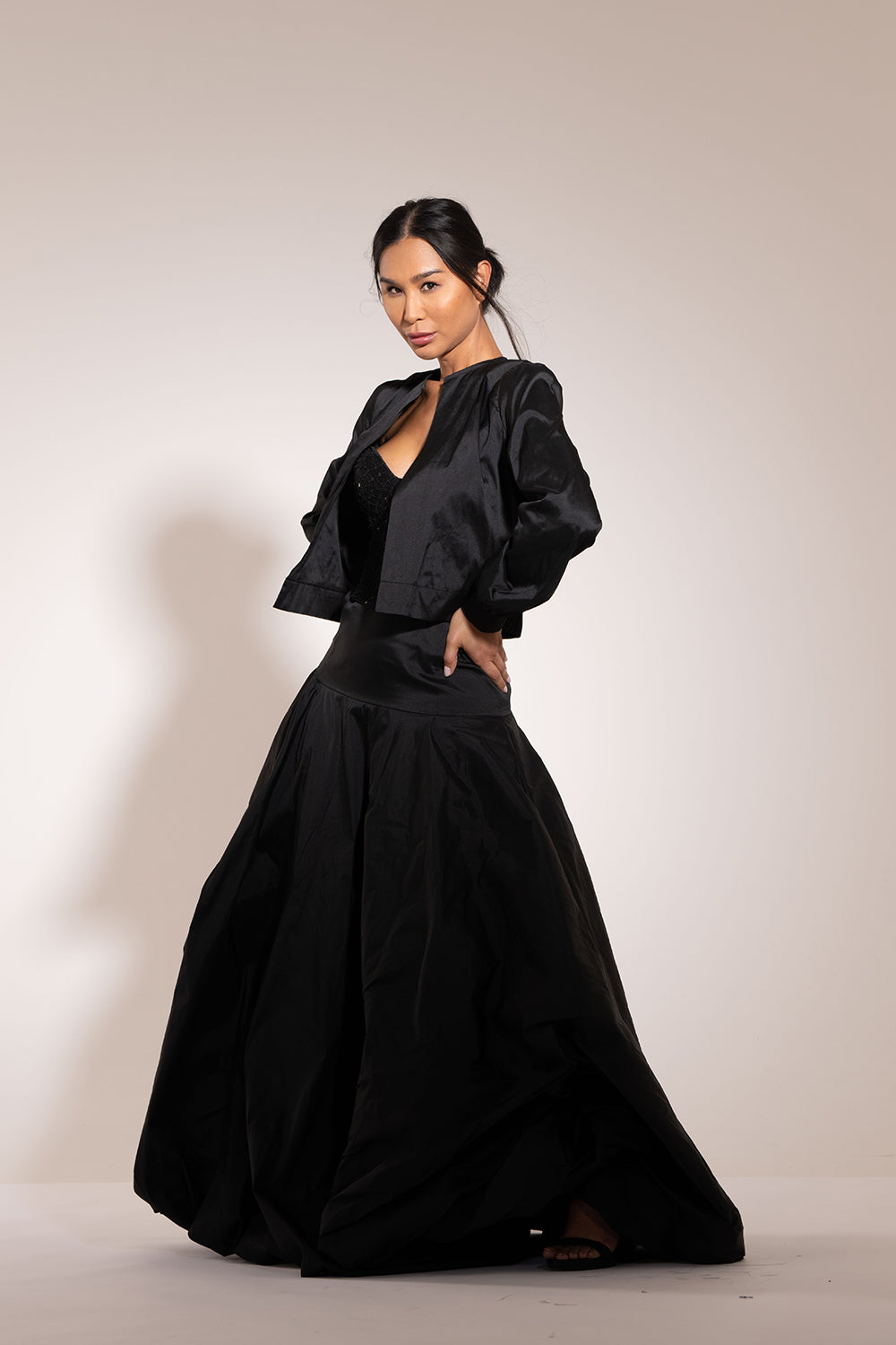 Taffeta Volume Skirt Black