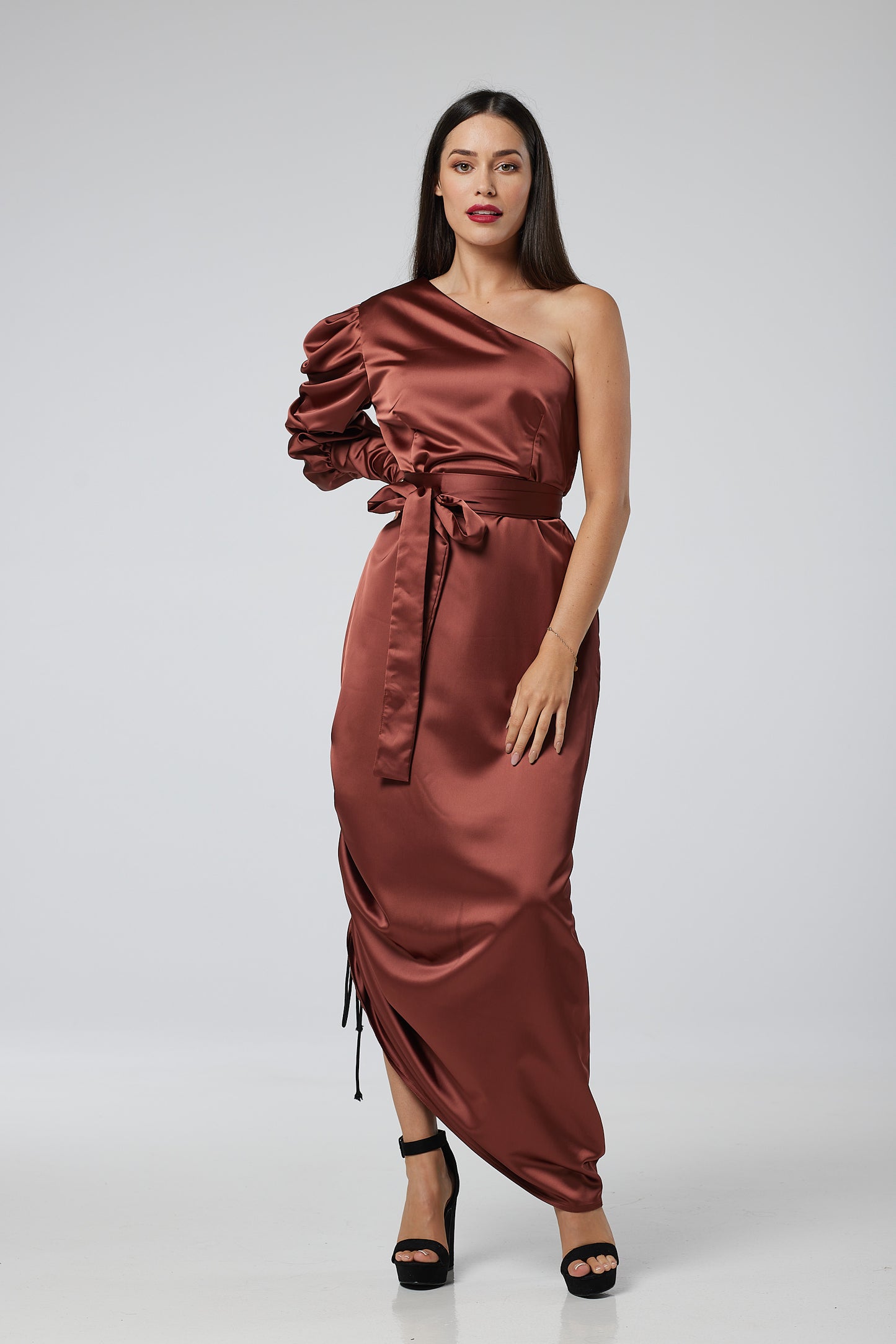 One shoulder midi dress