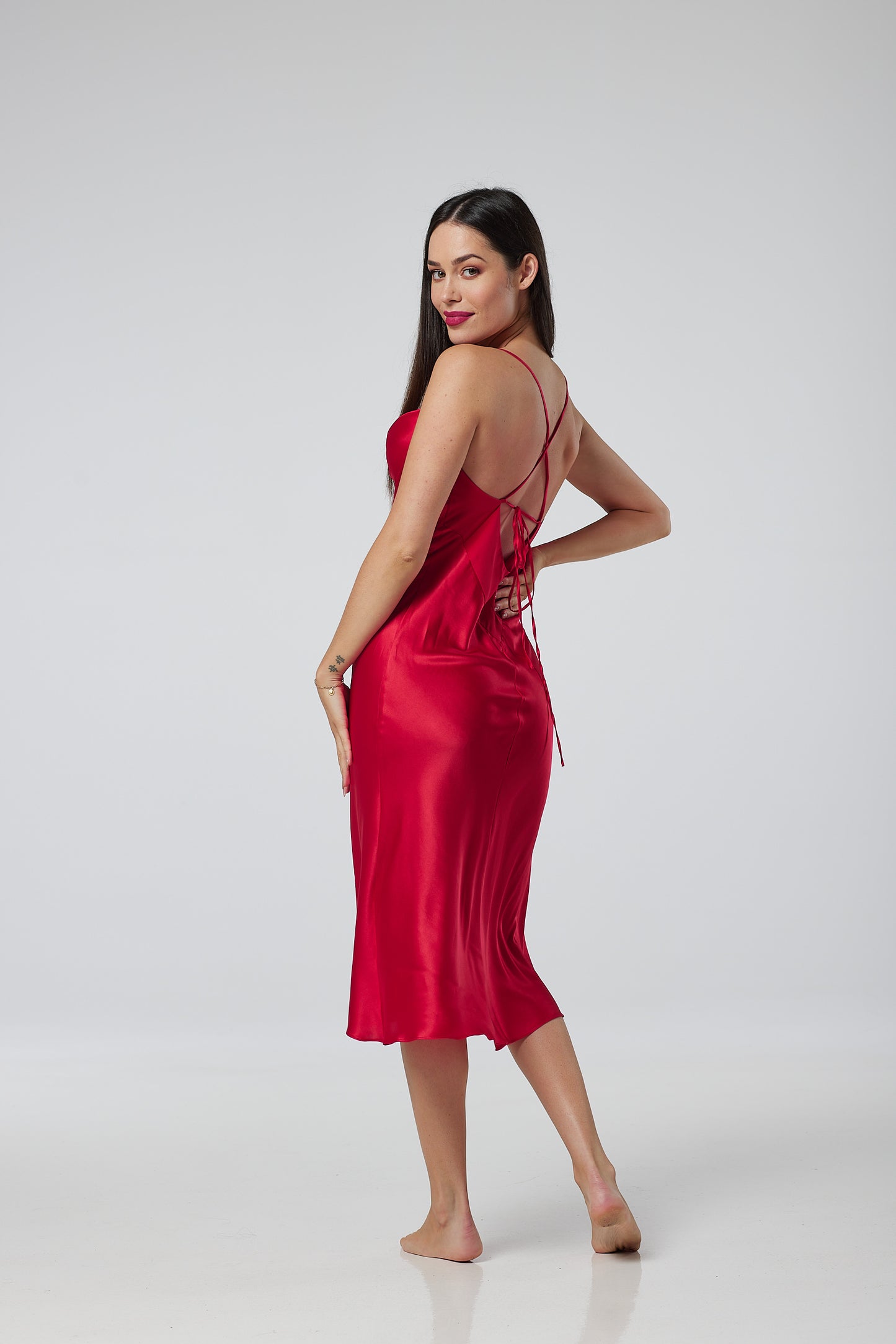 Elegant Red Silk Dress
