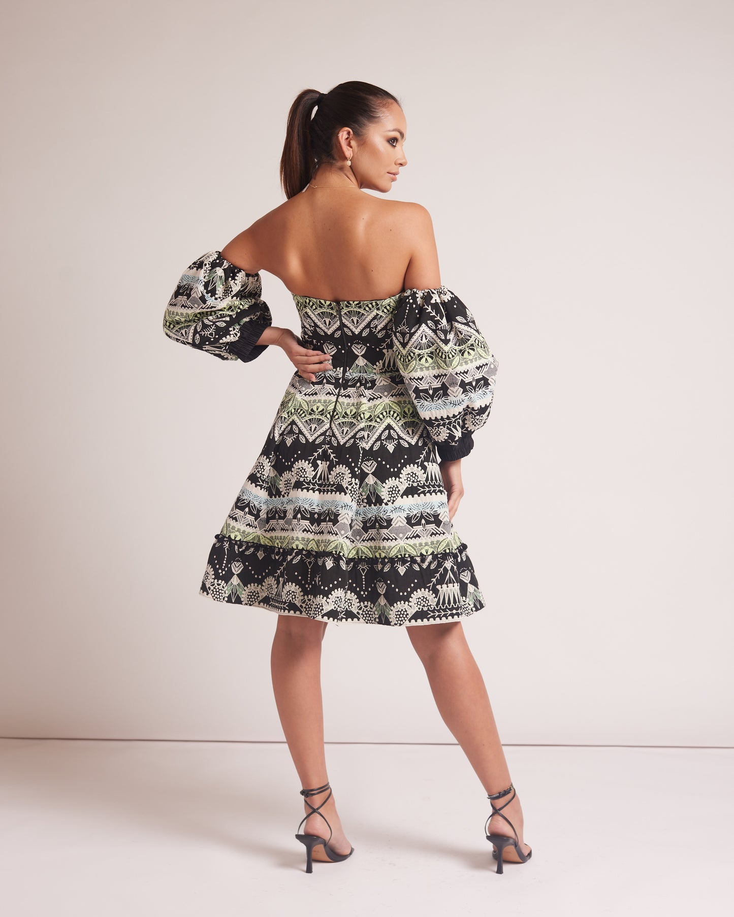 Elegant Corset Dress in Cotton Jacquard Boucle