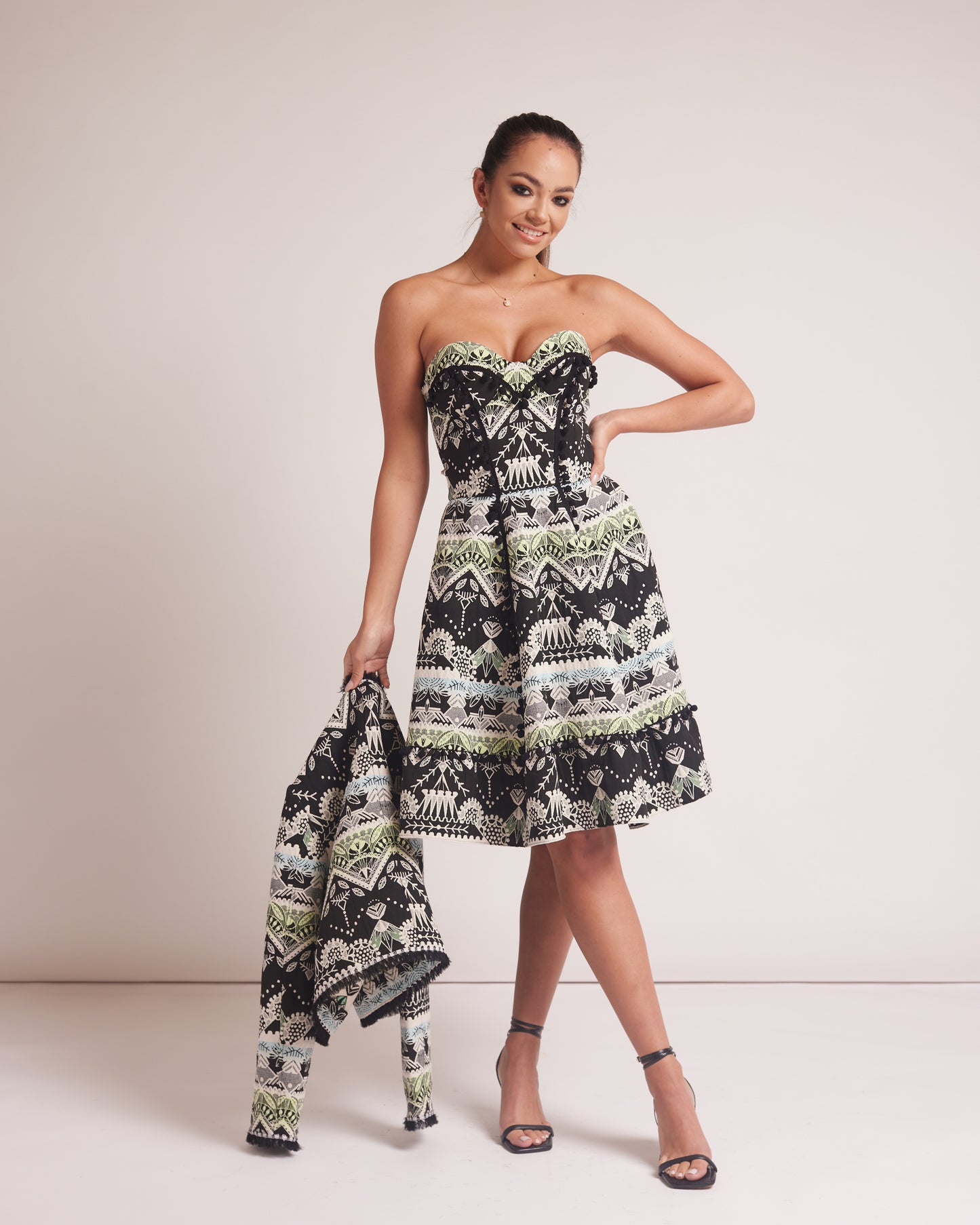 Elegant Corset Dress in Cotton Jacquard Boucle