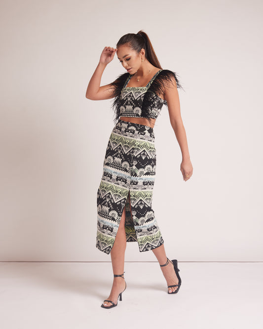 Pencil Middle Skirt with zippers