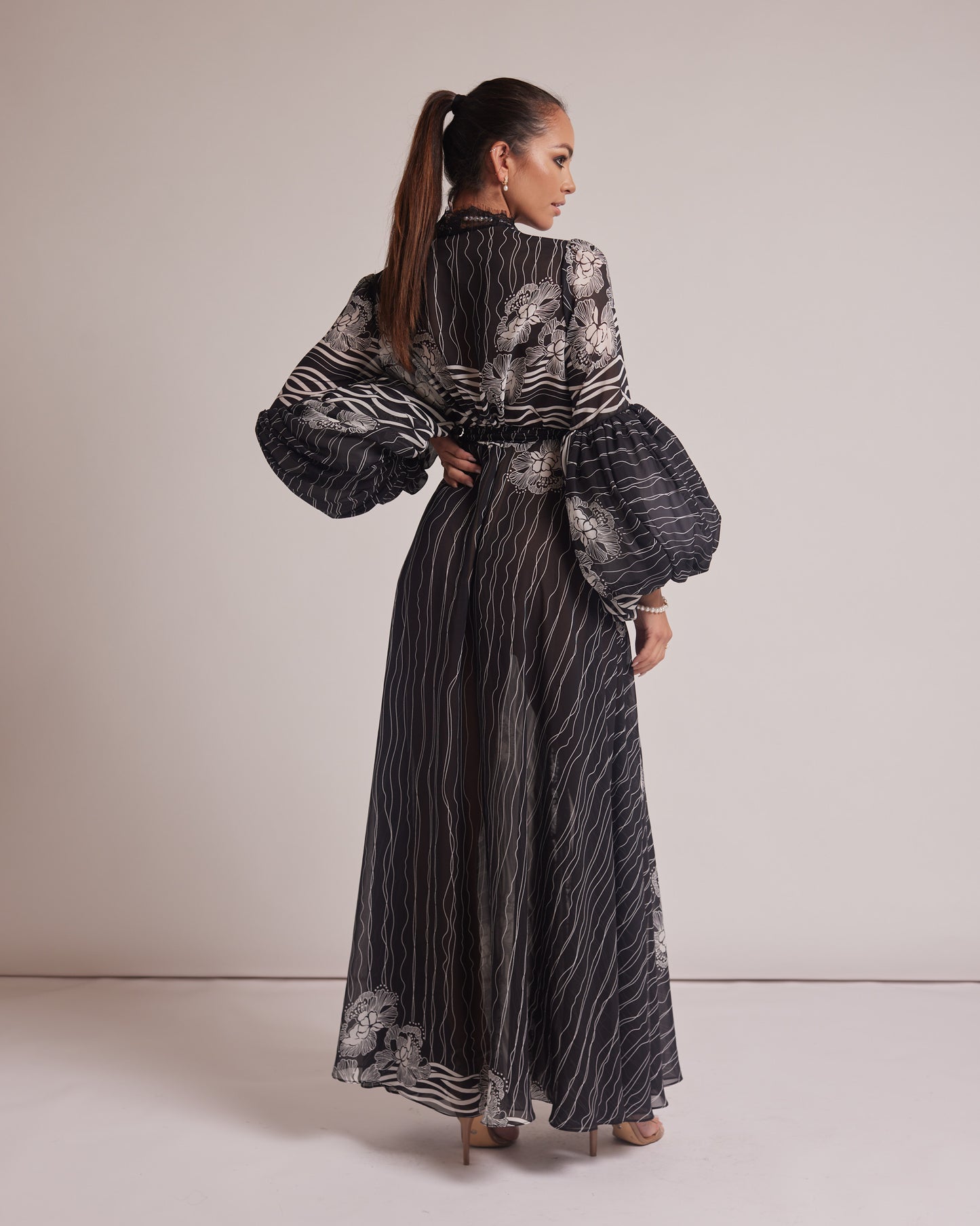 Black and White Kimono Dress