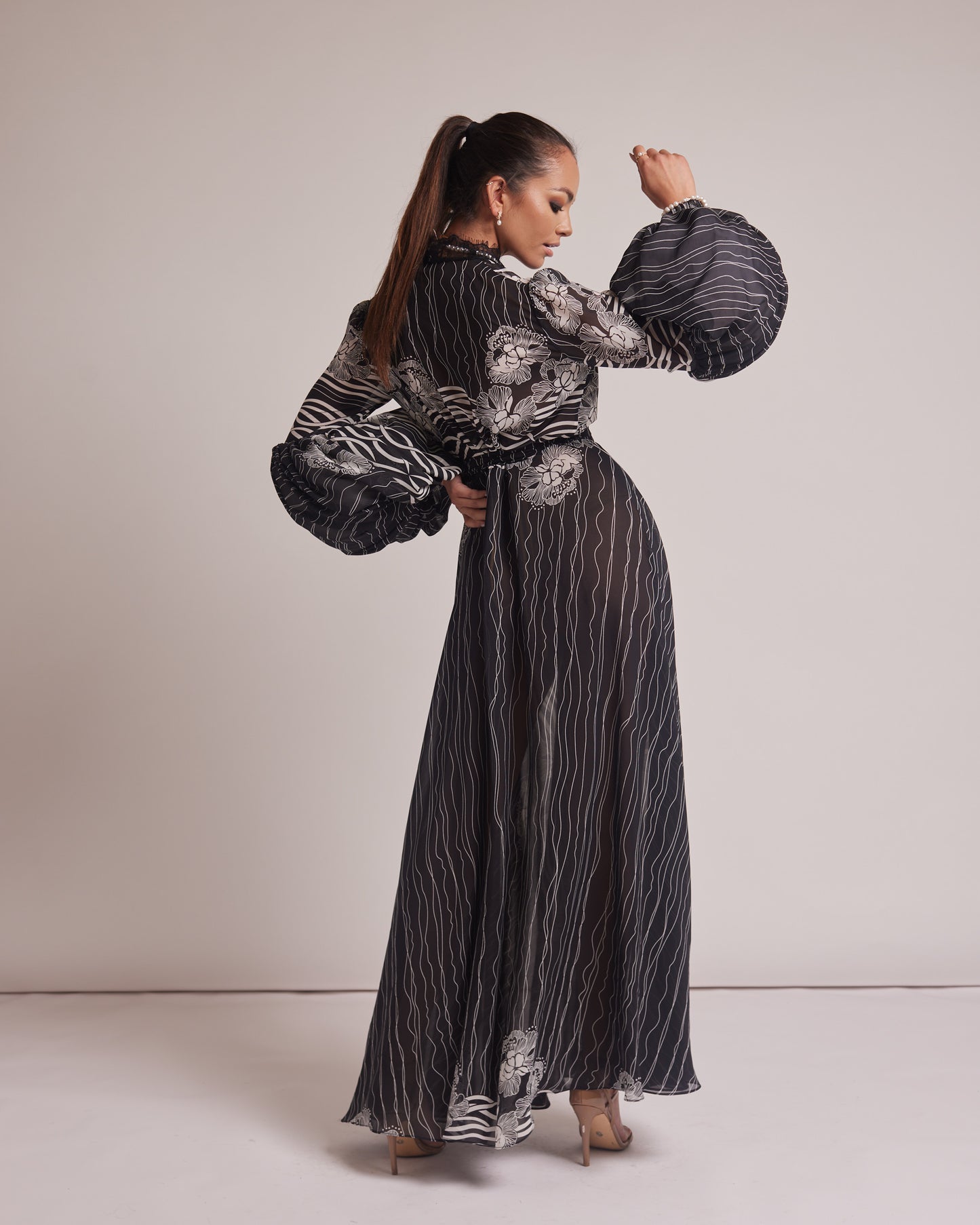 Black and White Kimono Dress