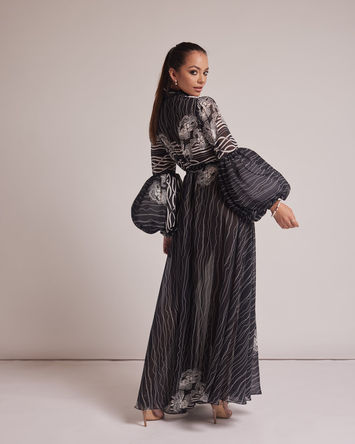 Black and White Kimono Dress