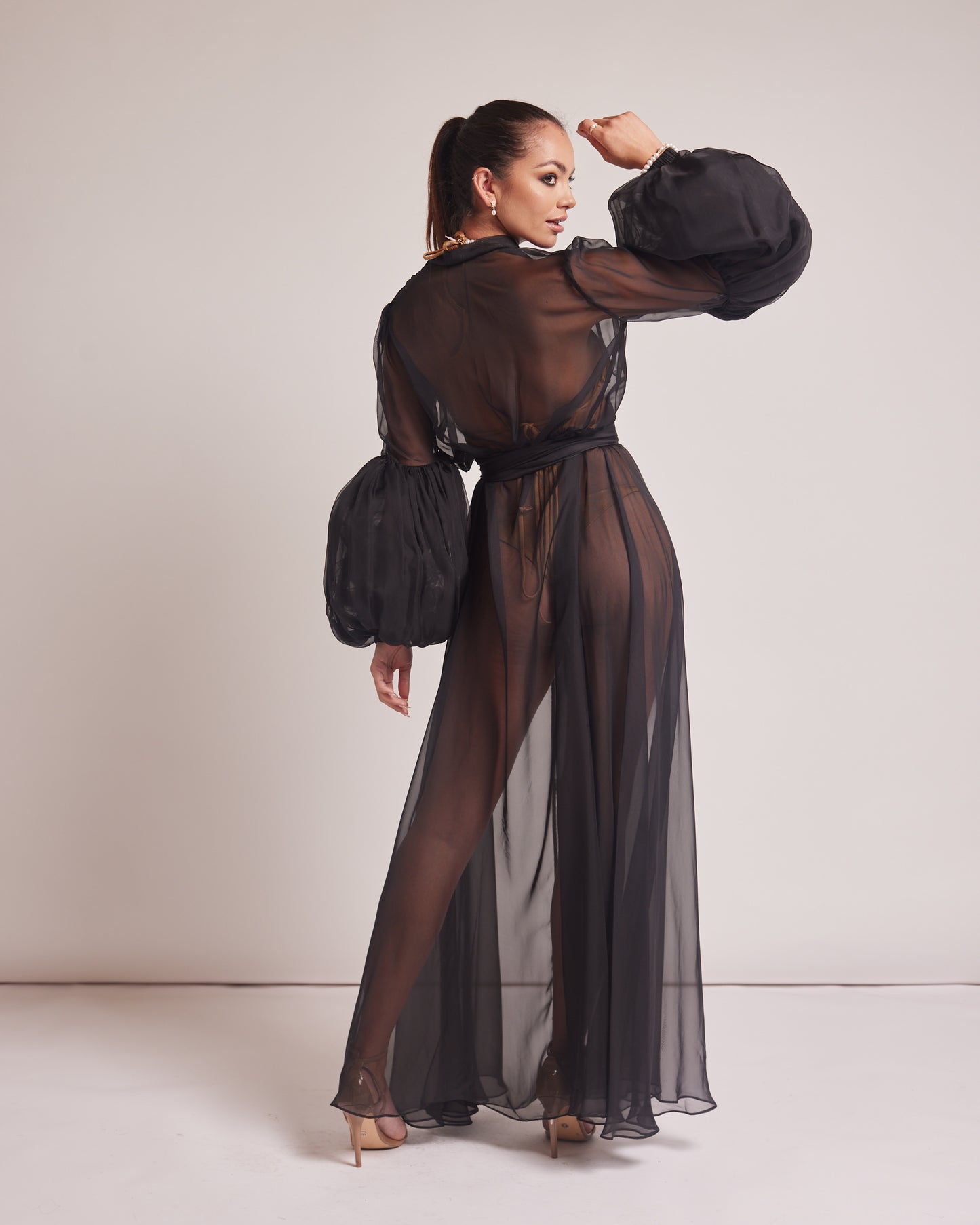 Black Chiffon Kimono