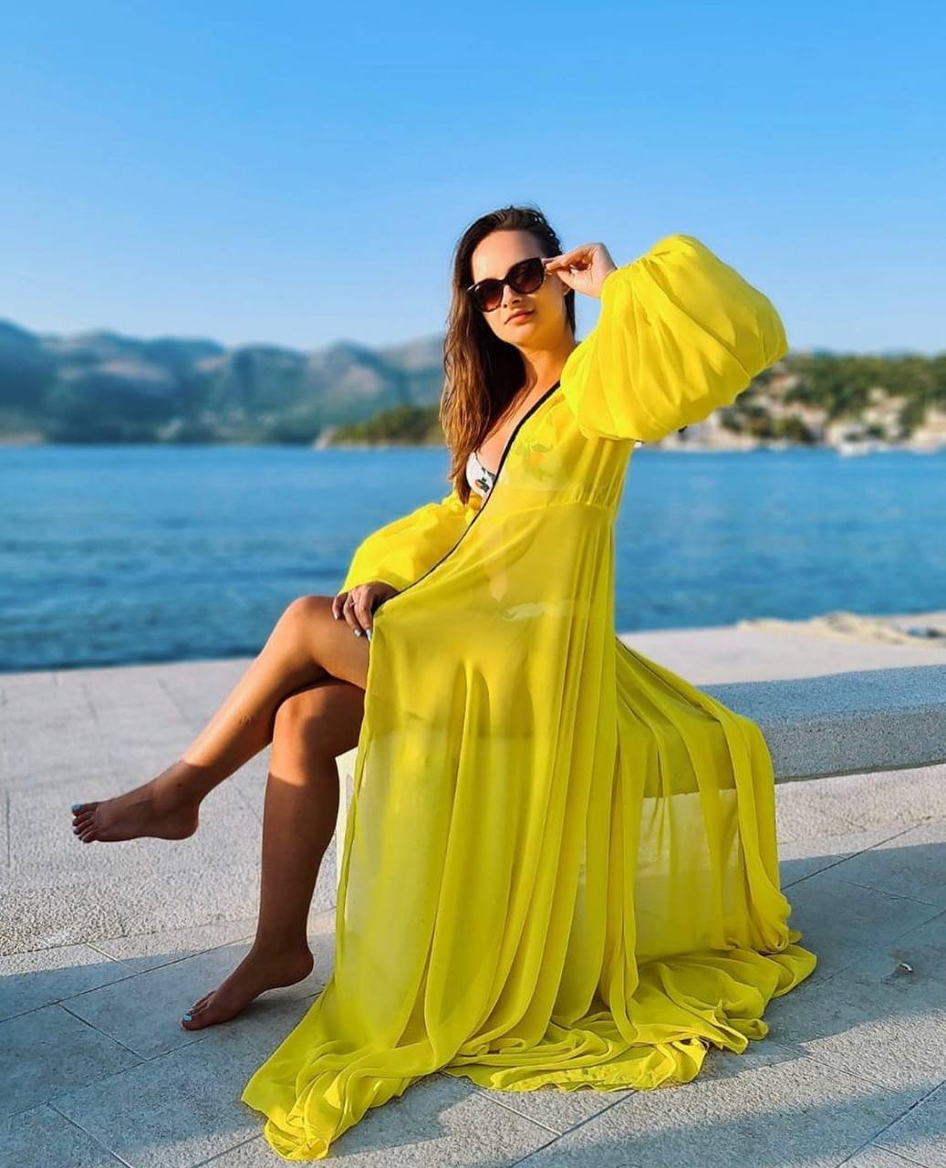 Santorini Yellow Kimono Dress
