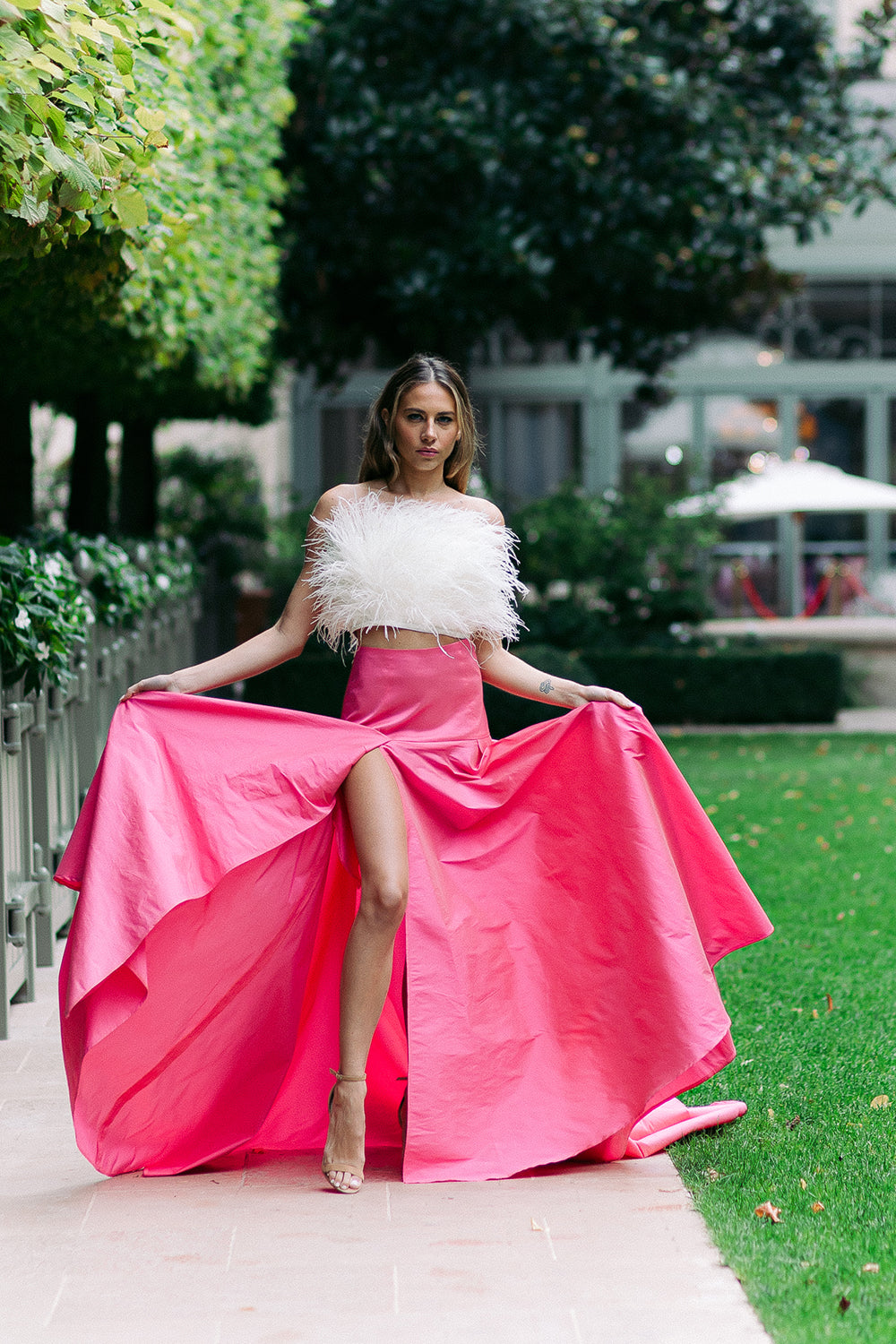 Taffeta Volume Skirt Pink