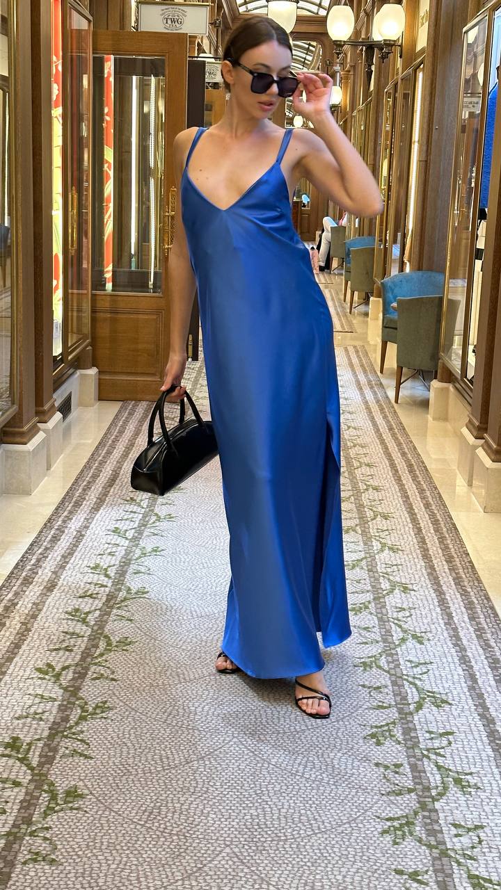 Blue Satin Dress