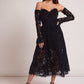 Brocade burn out velvet  black dress