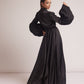 Black Silky Satin Kimono Dress