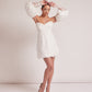 White Feathered Strapless Dress and Separate sleeves